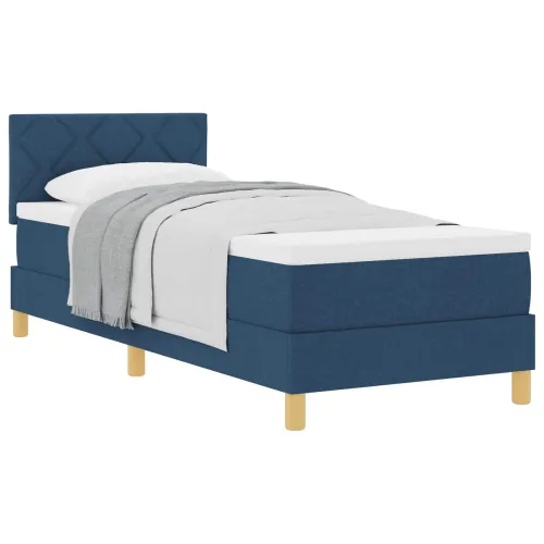 Box spring krevet s jastukom Plava 80 x 200 cm tkanina - Plava 80 x 200 cm Dizajn s rombovima Cijena