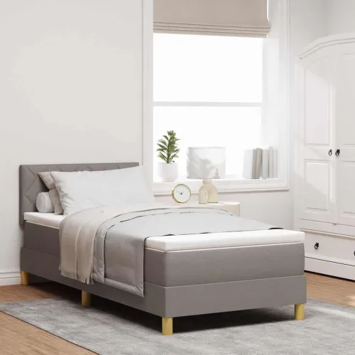 Box spring krevet Sivo-smeđa 90 x 190 cm tkanina - Sivo-smeđa 90 x 190 cm Dizajn s rombovima Cijena