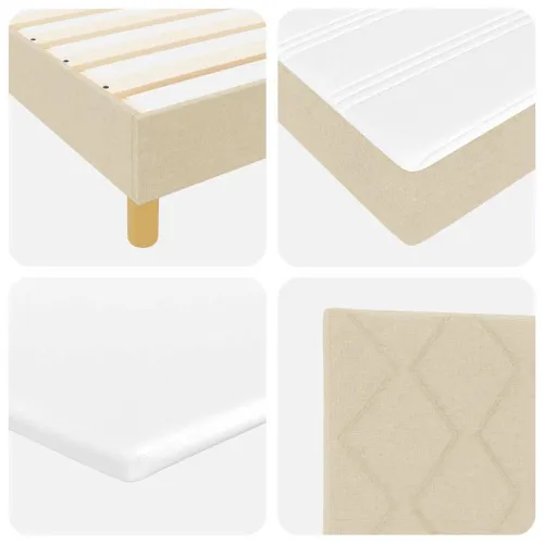 Box spring krevet s jastukom Krema 100 x 200 cm tkanina - Krema 100 x 200 cm Dizajn s rombovima Cijena