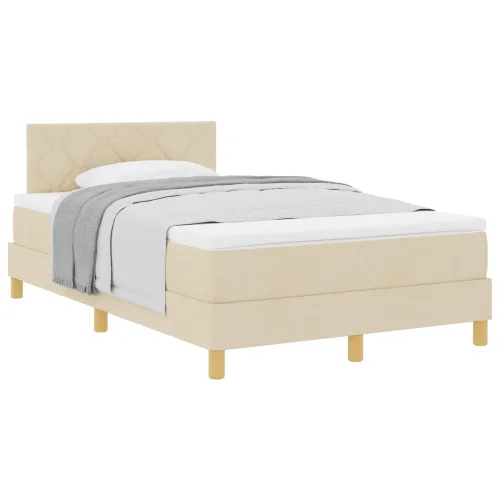 Box spring krevet s jastukom Krema 120 x 200 cm tkanina - Krema 120 x 200 cm Dizajn s rombovima Cijena