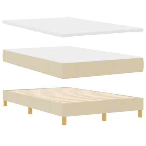 Box spring krevet s jastukom Krema 120 x 200 cm tkanina - Krema 120 x 200 cm Dizajn s rombovima Cijena