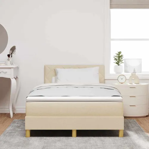 Box spring krevet s jastukom Krema 120 x 200 cm tkanina - Krema 120 x 200 cm Dizajn s rombovima Cijena