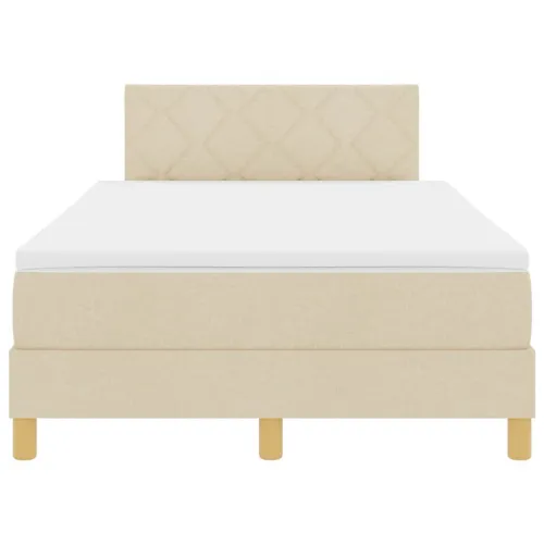 Box spring krevet s jastukom Krema 120 x 200 cm tkanina - Krema 120 x 200 cm Dizajn s rombovima Cijena