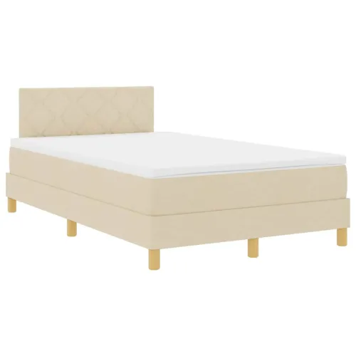Box spring krevet s jastukom Krema 120 x 200 cm tkanina - Krema 120 x 200 cm Dizajn s rombovima Cijena