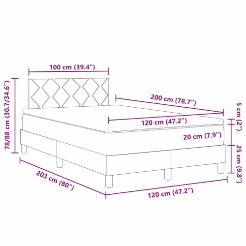 Box spring krevet s jastukom Krema 120 x 200 cm tkanina - Krema 120 x 200 cm Dizajn s rombovima Cijena