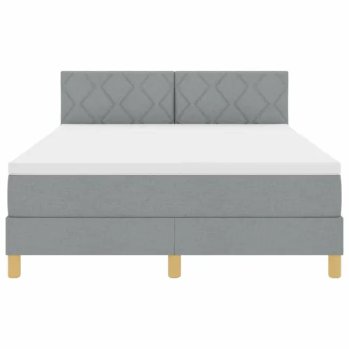 Box spring krevet Svijetlo siva 160 x 200 cm tkanina - Svjetlosiva 160 x 200 cm Dizajn s rombovima Cijena