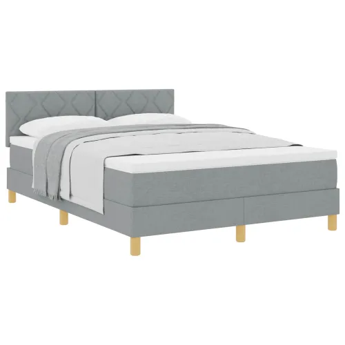 Box spring krevet Svijetlo siva 160 x 200 cm tkanina - Svjetlosiva 160 x 200 cm Dizajn s rombovima Cijena
