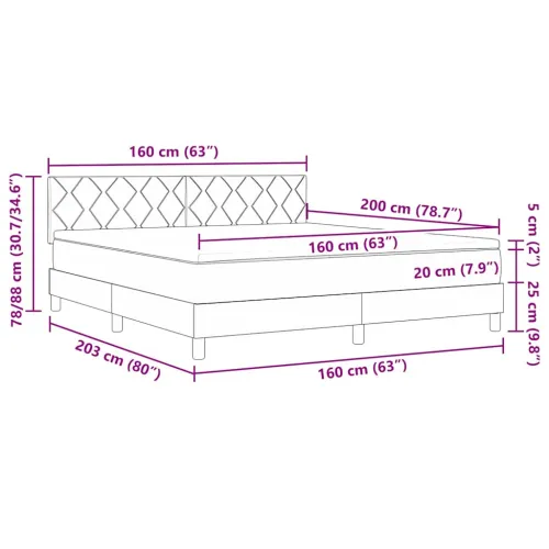 Box spring krevet Svijetlo siva 160 x 200 cm tkanina - Svjetlosiva 160 x 200 cm Dizajn s rombovima Cijena
