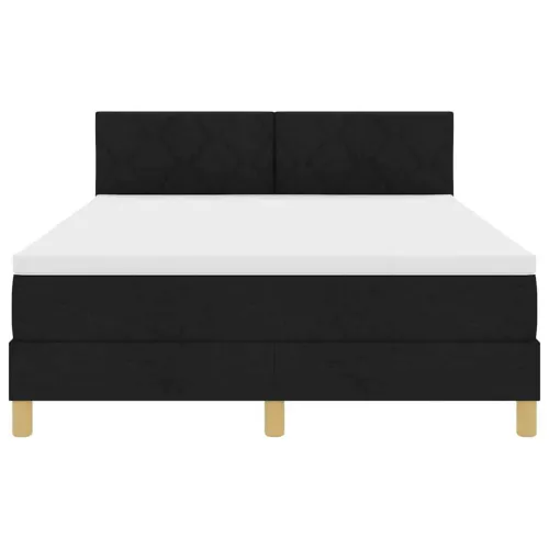 Box spring krevet s jastukom Crna 160 x 200 cm tkanina - Crna 160 x 200 cm Dizajn s rombovima Cijena