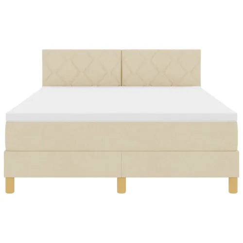 Box spring krevet s jastukom Krema 160 x 200 cm tkanina - Krem 160 x 200 cm Dizajn s rombovima Cijena