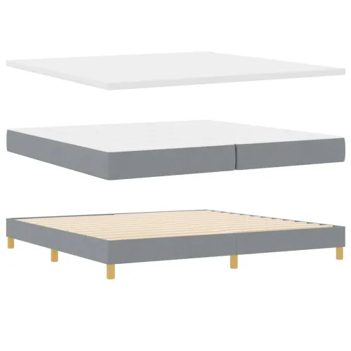 Box spring krevet Svijetlo siva 200 x 200 cm tkanina - Svjetlosiva 200 x 200 cm Dizajn s rombovima Cijena