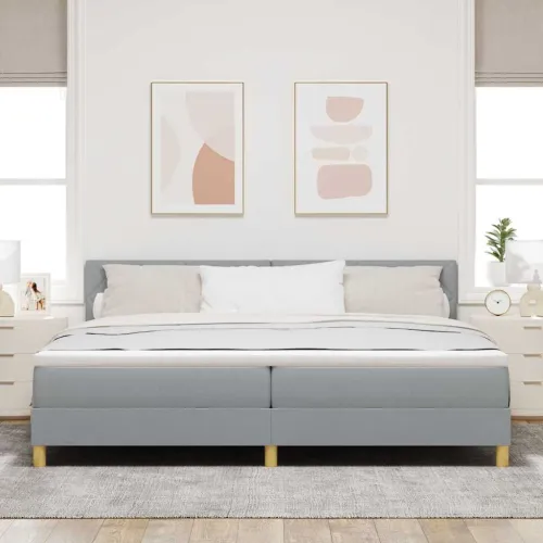 Box spring krevet Svijetlo siva 200 x 200 cm tkanina - Svjetlosiva 200 x 200 cm Dizajn s rombovima Cijena