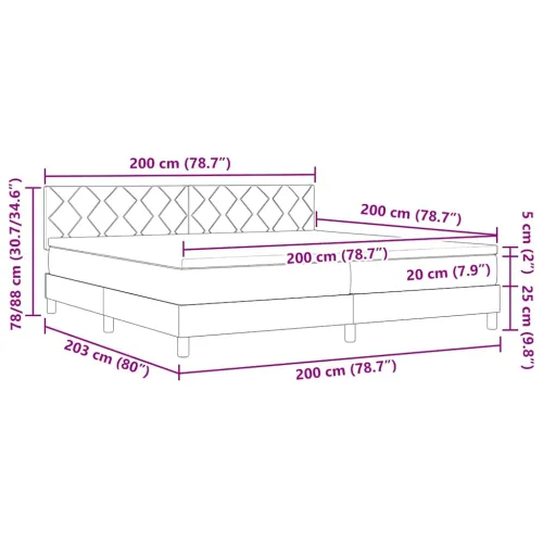 Box spring krevet Svijetlo siva 200 x 200 cm tkanina - Svjetlosiva 200 x 200 cm Dizajn s rombovima Cijena