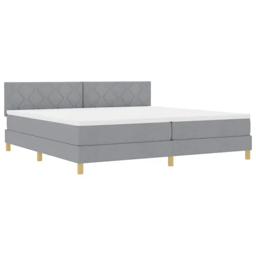 Box spring krevet Svijetlo siva 200 x 200 cm tkanina - Svjetlosiva 200 x 200 cm Dizajn s rombovima Cijena