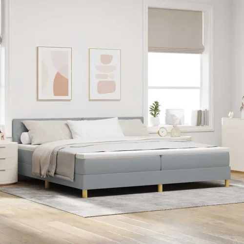Box spring krevet Svijetlo siva 200 x 200 cm tkanina - Svjetlosiva 200 x 200 cm Dizajn s rombovima Cijena