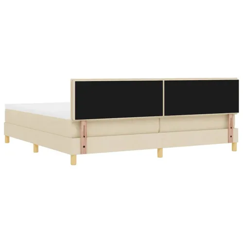 Box spring krevet s jastukom Krema 200 x 200 cm tkanina - Krema 200 x 200 cm Dizajn s rombovima Cijena