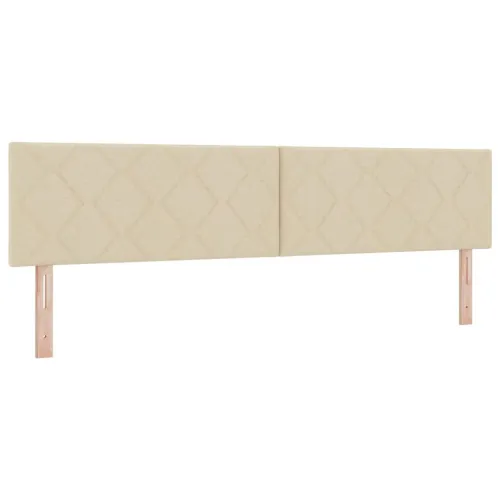 Box spring krevet s jastukom Krema 200 x 200 cm tkanina - Krema 200 x 200 cm Dizajn s rombovima Cijena