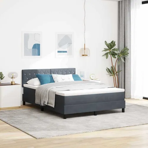 Box spring krevet Tamno siva 140 x 190 cm Baršun - Tamno siva 140 x 190 cm Kristal s dugmadima Cijena