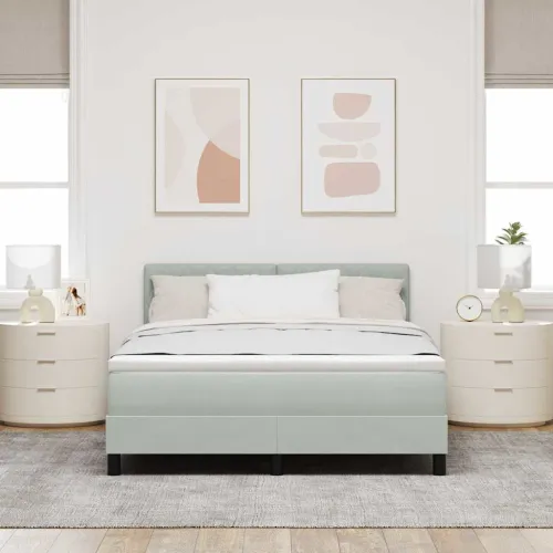 Box spring krevet Svijetlo siva 160 x 200 cm Baršun - Svjetlosiva 160 x 200 cm Kristal s dugmadima Cijena