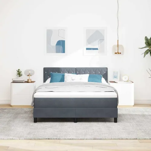 Box spring krevet Tamno siva 160 x 200 cm Baršun - Tamno siva 160 x 200 cm Kristal s dugmadima Cijena
