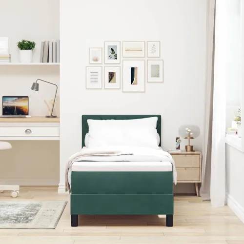 Box spring krevet Tamnozelena 80 x 200 cm Baršun - Tamnozelena 80 x 200 cm Dizajn s rombovima Cijena