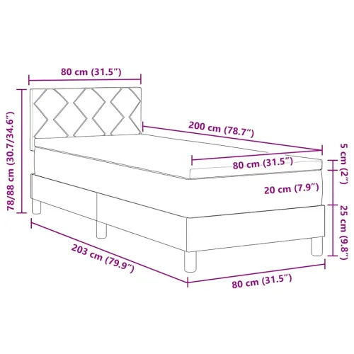 Box spring krevet Tamnozelena 80 x 200 cm Baršun - Tamnozelena 80 x 200 cm Dizajn s rombovima Cijena