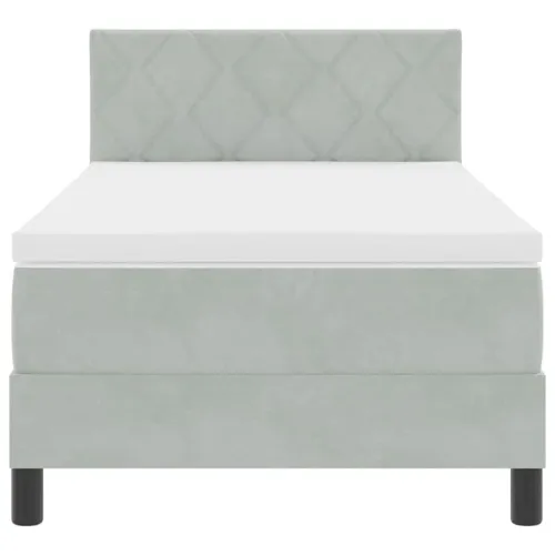 Box spring krevet Svijetlo siva 100 x 200 cm Baršun - Svjetlosiva 100 x 200 cm Dizajn s rombovima Cijena