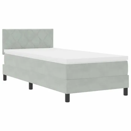 Box spring krevet Svijetlo siva 100 x 200 cm Baršun - Svjetlosiva 100 x 200 cm Dizajn s rombovima Cijena