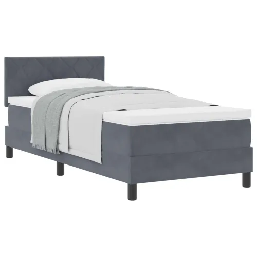 Box spring krevet Tamno siva 100 x 200 cm Baršun - Tamno siva 100 x 200 cm Dizajn s rombovima Cijena