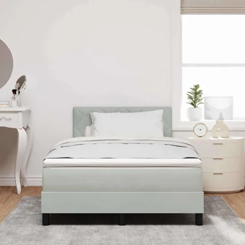 Box spring krevet Svijetlo siva 120 x 200 cm Baršun - Svjetlosiva 120 x 200 cm Dizajn s rombovima Cijena
