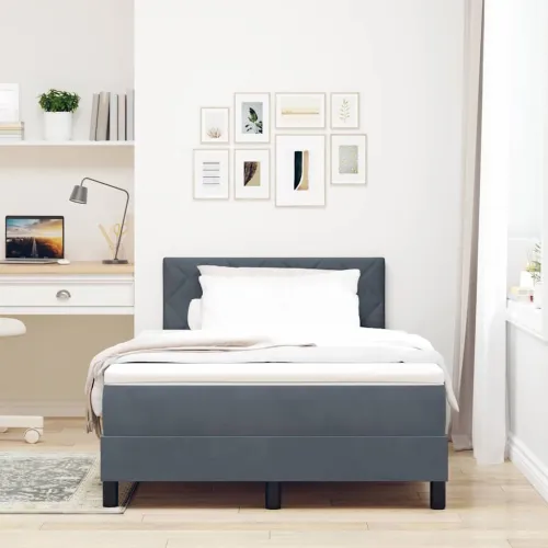 Box spring krevet Tamno siva 120 x 200 cm Baršun - Tamno siva 120 x 200 cm Dizajn s rombovima Cijena