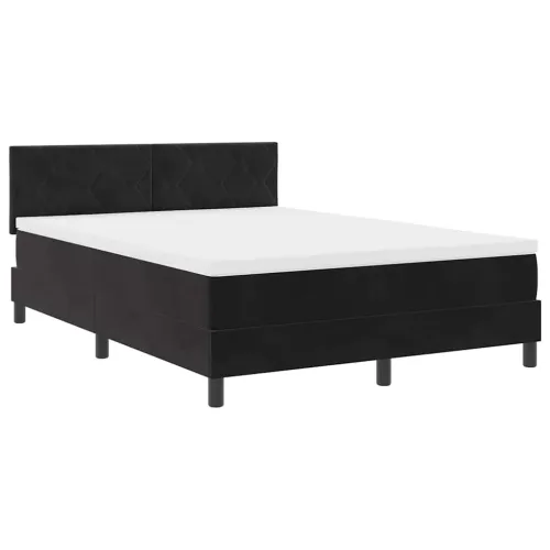 Box spring krevet s uzglavljem Crna 140 x 190 cm Baršun - Crna 140 x 190 cm Dizajn s rombovima Cijena