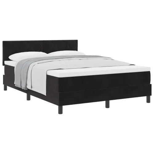 Box spring krevet s uzglavljem Crna 140 x 200 cm Baršun - Crna 140 x 200 cm Dizajn s rombovima Cijena