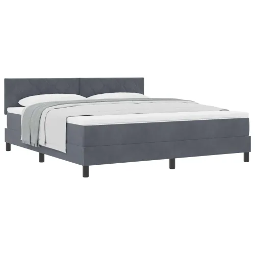 Box spring krevet Tamno siva 180 x 200 cm Baršun - Tamno siva 180 x 200 cm Dizajn s rombovima Cijena