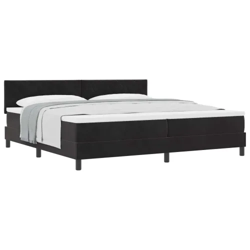 Box spring krevet s uzglavljem Crna 200 x 200 cm Baršun - Crna 200 x 200 cm Dizajn s rombovima Cijena