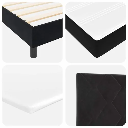 Box spring krevet s uzglavljem Crna 200 x 200 cm Baršun - Crna 200 x 200 cm Dizajn s rombovima Cijena