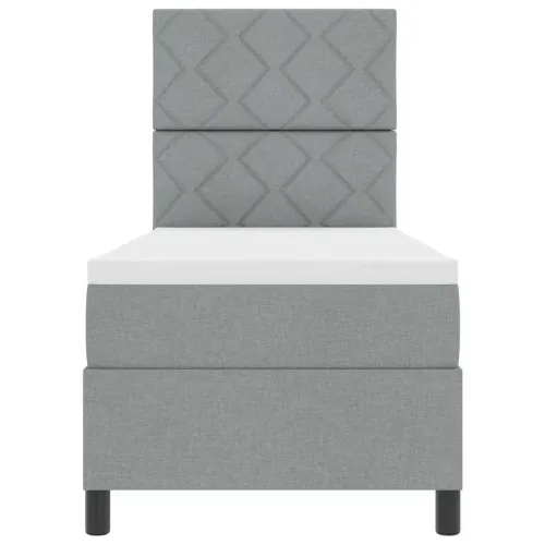 Box spring krevet Svijetlo siva 80 x 200 cm tkanina - Svjetlosiva 80 x 200 cm Dizajn s rombovima Cijena
