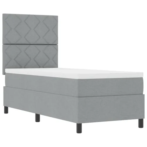 Box spring krevet Svijetlo siva 80 x 200 cm tkanina - Svjetlosiva 80 x 200 cm Dizajn s rombovima Cijena