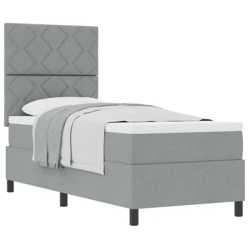 Box spring krevet Svijetlo siva 80 x 200 cm tkanina - Svjetlosiva 80 x 200 cm Dizajn s rombovima Cijena