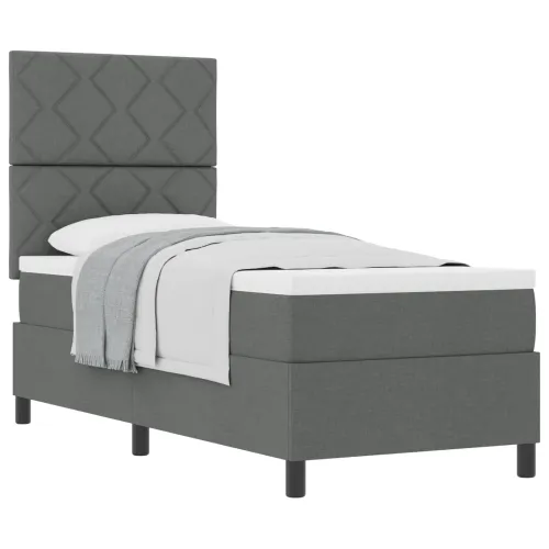 Box spring krevet Tamno siva 80 x 200 cm tkanina - Tamno siva 80 x 200 cm Dizajn s rombovima Cijena