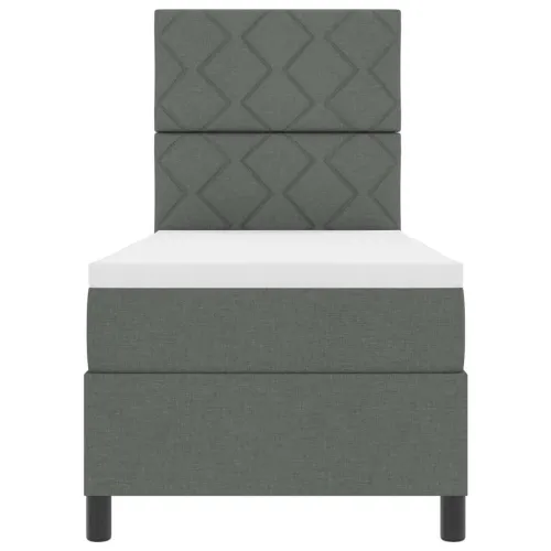 Box spring krevet Tamno siva 80 x 200 cm tkanina - Tamno siva 80 x 200 cm Dizajn s rombovima Cijena