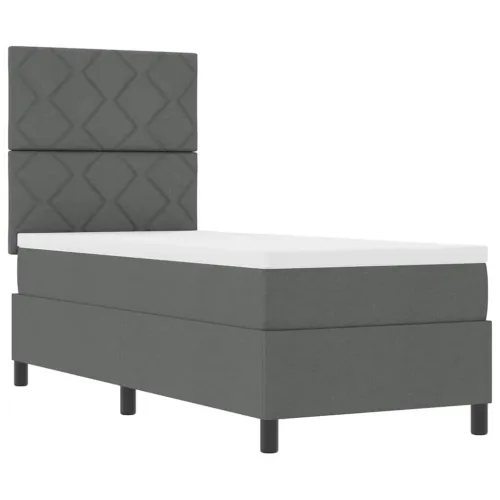 Box spring krevet Tamno siva 80 x 200 cm tkanina - Tamno siva 80 x 200 cm Dizajn s rombovima Cijena