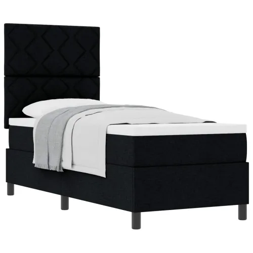 Box spring krevet s uzglavljem Crna 80 x 200 cm tkanina - Crna 80 x 200 cm Dizajn s rombovima Cijena