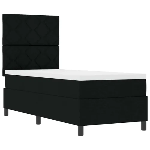 Box spring krevet s uzglavljem Crna 80 x 200 cm tkanina - Crna 80 x 200 cm Dizajn s rombovima Cijena