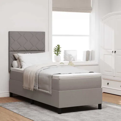 Box spring krevet Sivo-smeđa 80 x 200 cm tkanina - Sivo-smeđa 80 x 200 cm Dizajn s rombovima Cijena