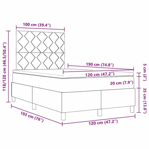 Box spring krevet Sivo-smeđa 120 x 190 cm tkanina - Sivo-smeđa 120 x 190 cm Dizajn s rombovima Cijena