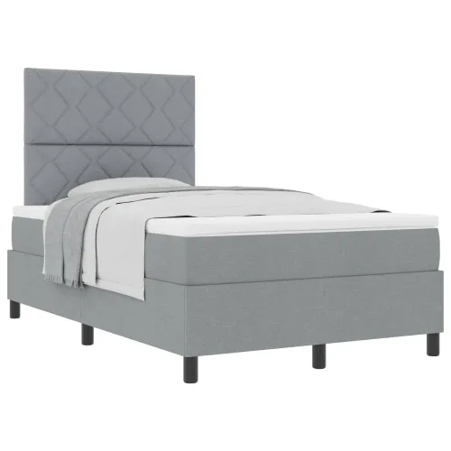 Box spring krevet Svijetlo siva 120 x 200 cm tkanina - Svjetlosiva 120 x 200 cm Dizajn s rombovima Cijena
