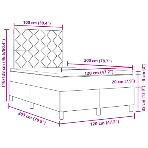 Box spring krevet Sivo-smeđa 120 x 200 cm tkanina - Sivo-smeđa 120 x 200 cm Dizajn s rombovima Cijena