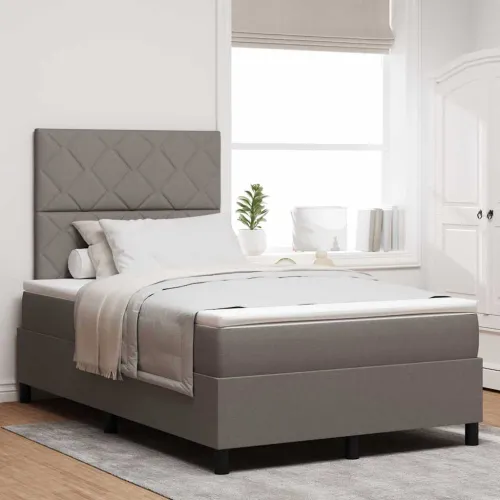 Box spring krevet Sivo-smeđa 120 x 200 cm tkanina - Sivo-smeđa 120 x 200 cm Dizajn s rombovima Cijena