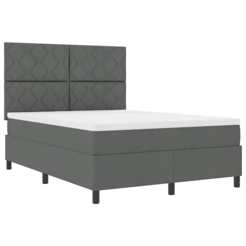 Box spring krevet Tamno siva 160 x 200 cm tkanina - Tamno siva 160 x 200 cm Dizajn s rombovima Cijena